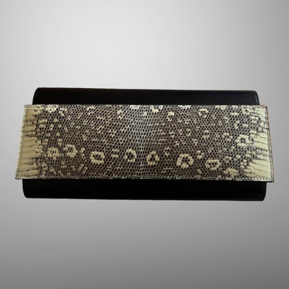 Hermès Bleu Evergrain Lez Lisse Lizard Portefeuille Passant Long Wallet Clutch - Picture 1 of 15